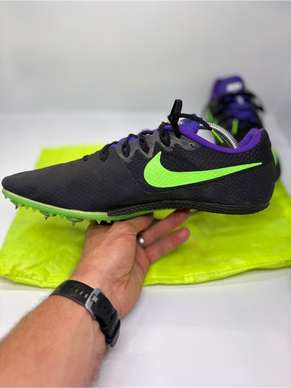 Nike Zoom Rival S 8 Sprint Track Spikes Men’s 12 Black Purple Green - Picture 7 of 13